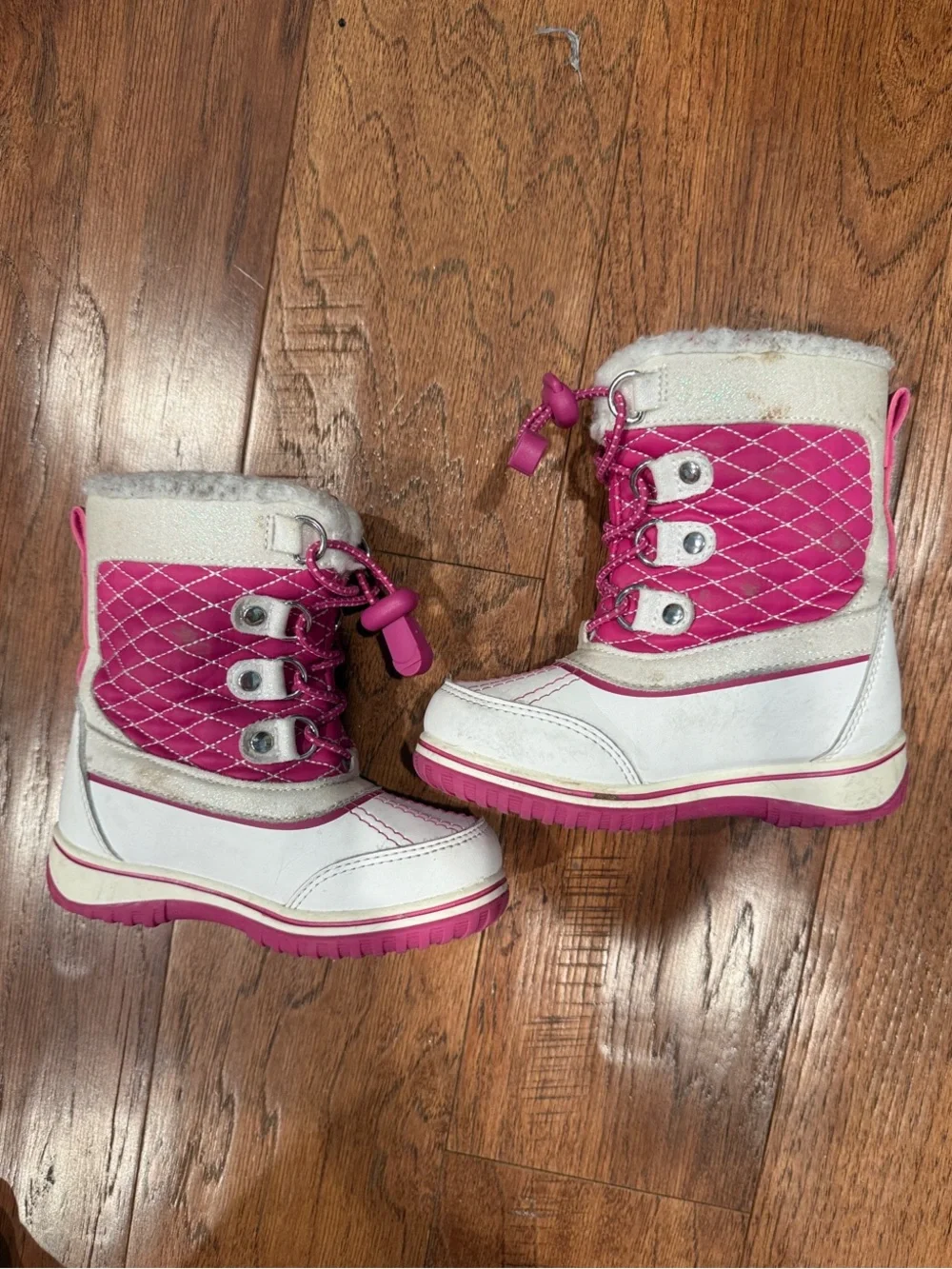 totes Girls Pink and White Insulated Snow Boots